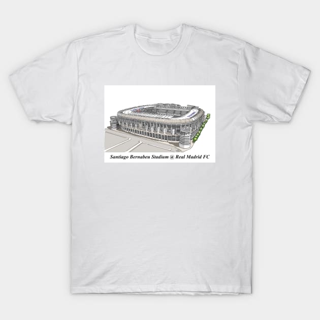 Drawing of Santiago Bernabeu Stadium @ Real Madrid FC T-Shirt by Roza@Artpage